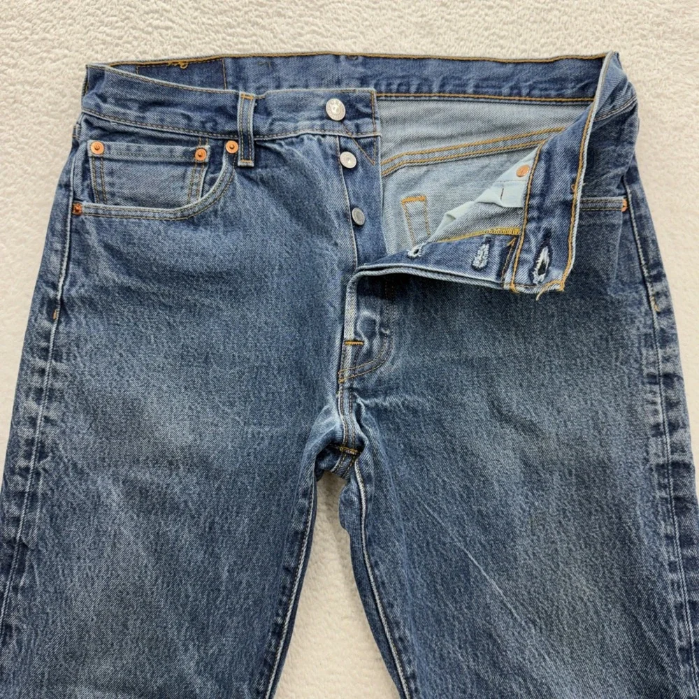 Levis 501 Mens Original Fit Button Fly Straight Leg Jeans Blue 34x30 (34x27)